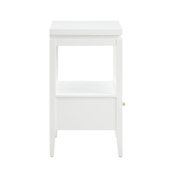 English Elm Olana Floating Top 1-Drawer Nightstand in White — Modern Solid Wood Nightstand with Hidden Tray, Gold Pull, Shelf B050P376963