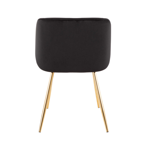 English Elm Fran Velvet Dining Chair with Gold Metal Legs - Contemporary Padded Bucket Seat for Stylish Homes Black B202P223855