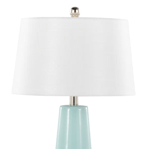English Elm Penelope Contemporary 22" Ceramic Table Lamp with Silver Accent and White Fabric Shade, Modern Illumination Blue B202P224197