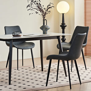 English Elm Grey PU Leather Dining Set (2-Piece) with Iron Legs, Wide Cozy Seats, Black-Print Metal Chic, Durable Elegance W1911P339583