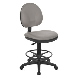 OSP Home Furnishings Sculptured Ergonomic Drafting Chair with Lumbar Support Padded Seat and Adjustable Footring Stratus DC550-R103
