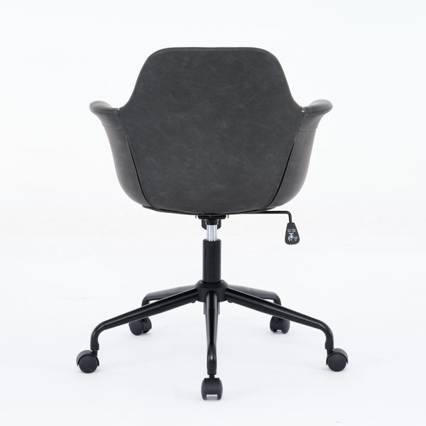 English Elm Mid-Century Minimalist Office Chair with Recline, Adjustable Ergonomic Support and Wide Stable Base Black W1143P173516
