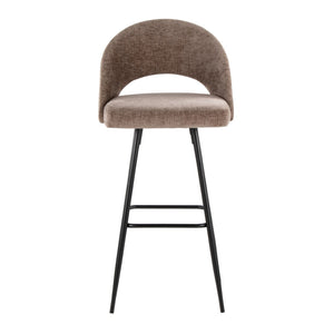 English Elm Fixed-height Metal Frame Barstools with Upholstered Seats and Geometric Footrest Set of 2 Brown B202S01936