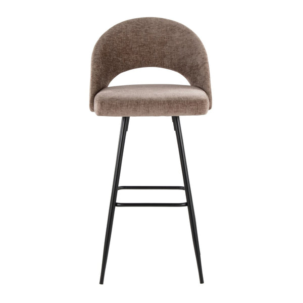 English Elm Fixed-height Metal Frame Barstools with Upholstered Seats and Geometric Footrest Set of 2 Brown B202S01936