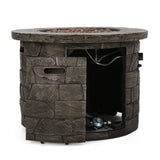 Christopher Knight Home® Noble House Medieval 35” Circular Mgo Fir Pit-40,000 Btu.