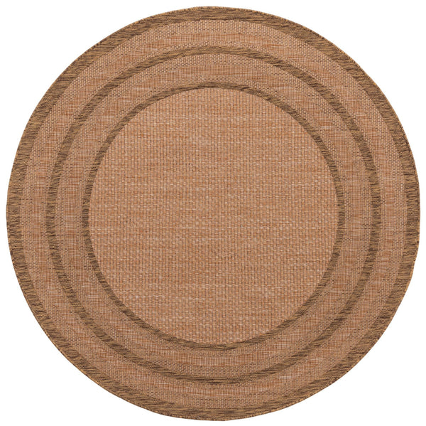 Unique Loom Outdoor Border Multi Border Machine Made Border Rug Tan, Light Brown 6' 1" x 6' 1"