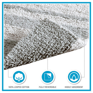 JLA Home Madison Park - Reversible Cotton Bath Rug - Plush, Dual-Sided Cut & Loop Design, Highly Absorbent, Machine Washable Taupe MP72-2490