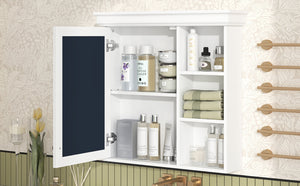 English Elm 30'' Wall-Mounted Medicine Cabinet with Mirror and Adjustable Shelves, Modern MDF Storage Organizer White N710P209425K