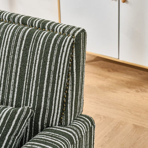 English Elm Modern Striped Upholstered Accent Chair with Arms, Nailhead Trim, Solid Wood Frame and Plush Foam Seating Green W3373P363922