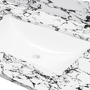 English Elm 31"X22" Bathroom Vanity Top With Undermount Sink, Panda White Artificial Marble, 3 Faucet Holes W509P362104