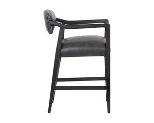 Sunpan Keagan Counter Stool - Elegant Leather Design with Sturdy Wood Frame for Modern Home Decor Brown, Brentwood Charcoal Leather