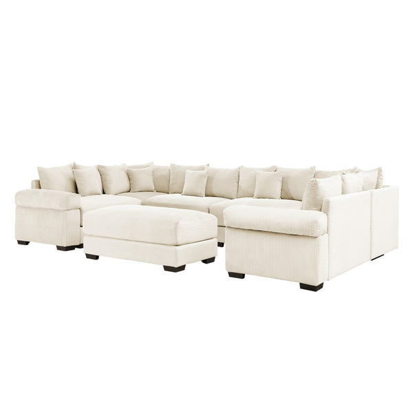 English Elm Oversized Modular Sectional Couch - Cloud-Like Comfort With Extra Wide Armrests & Movable Ottoman! W714S01316-GIGA