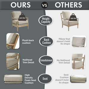 JLA Home Madison Park - Turned Wood Frame Armchair with Spindle Open-Back, Plush Layered Foam, Bronze Nailhead Trim Elegance MP100-1145