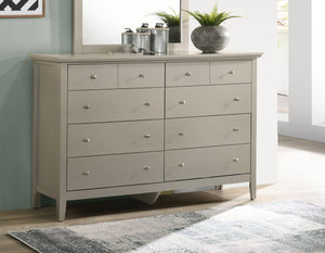 English Elm Hammond Elegant Silver Champagne Dresser with Dovetail Drawers, Soft-Close Hardware, Durable Veneer Finish Champagne 41 L x 63 W x 21 H B078108303