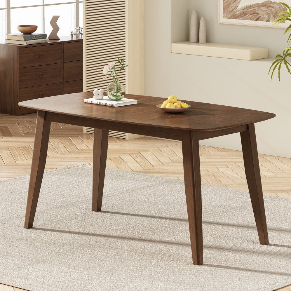 English Elm Christopher Knight Home® - Wood Dining Table Walnut with Rounded Corners for Safety, 63.2"x38.2" Compact Solid Design for Modern Kitchens and Small Spaces N768P176643W