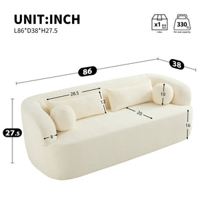 English Elm [new]86" Chenille Cloud Sofa Curved Legless 3-seater with Pocket Springs for Living Room Beige N723P404465A
