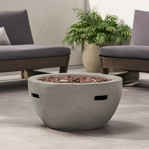 English Elm 27" Mgo Bowl Fire Pit 40000 Btu Propane Concrete Finish Outdoor Patio Focal Point N772P401888G