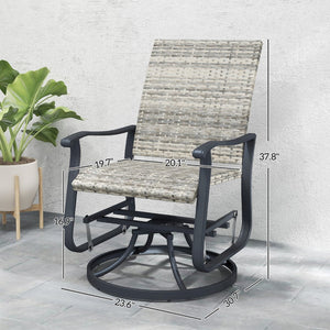 English Elm Outsunny Pe Wicker Swivel Glider Patio Chairs Set of 2 with High Back Steel Frame W2225P485597