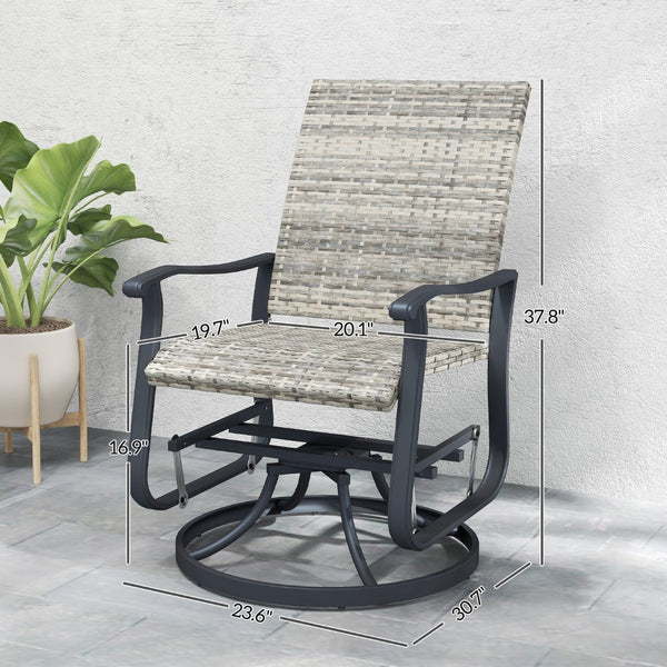 English Elm Outsunny Pe Wicker Swivel Glider Patio Chairs Set of 2 with High Back Steel Frame W2225P485597