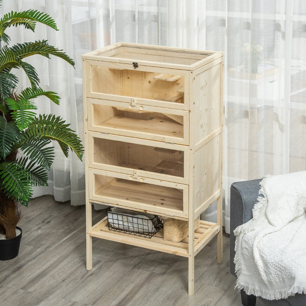 English Elm Pawhut 5-Tier Wooden Hamster Cage - Spacious Multi-Level Habitat With Easy Access And Storage Shelf W2225P217532-GIGA