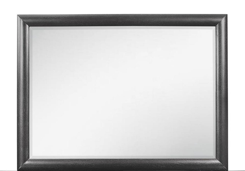 English Elm CIVIC Gray Mirror for Dresser — Contemporary Solid Wood & Glass Trim, Attaches to Dresser B201P215829