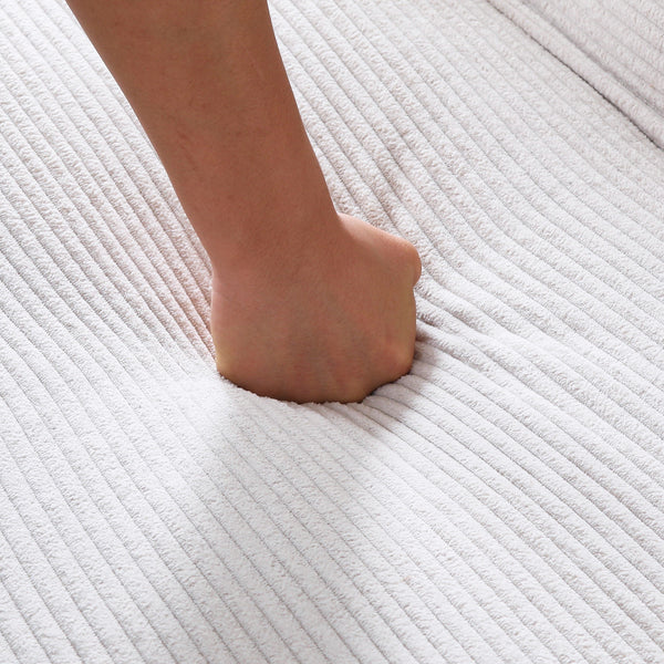 English Elm This 66-inch corduroy sofa bed with button-back design, sturdy wood frame, comfy sponge cushions, 500lb capacity Beige W3371P311447