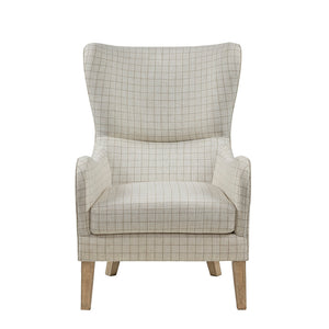 JLA Home Madison Park - Swoop Arianna Wing Chair with Sculpted Silhouette, Plush Upholstery, Tailored Piping & Wood Legs Linen MP100-0983