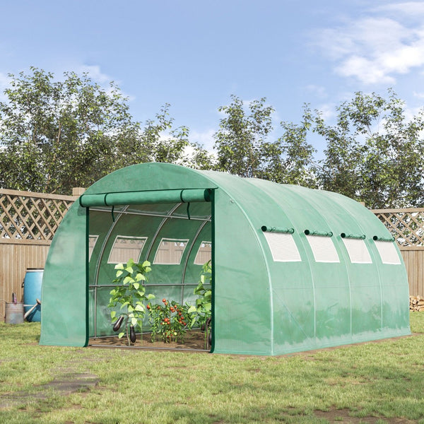 English Elm Outsunny Walk-in Tunnel Hoop Greenhouse Galvanized Steel Frame with Mesh Ventilation W2225P229421