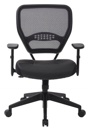 OSP Home Furnishings Professional Airgrid Mesh Back Manager Chair with Lumbar Support and Bonded Leather Seat 5700E