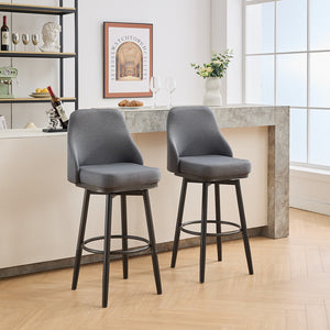English Elm Swivel Swivel Bar & Counter Stools Set Of 2 - Adjustable 24" To 30", Dark Grey Fabric, Modern Comfort W1805P166962-GIGA