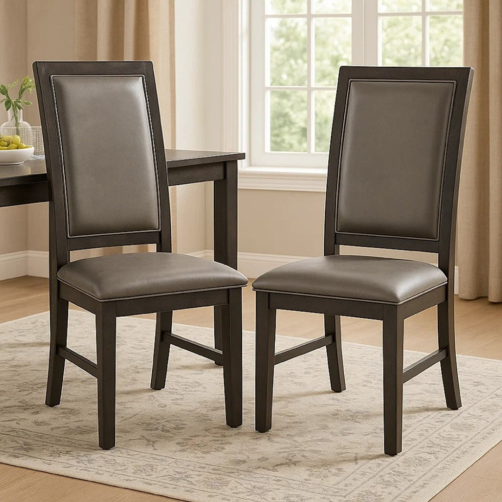 English Elm Jefy Faux Leather Dining Side Chairs Set of 2 Espresso Frame Contemporary Style B056P417074