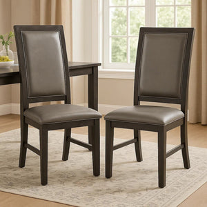 English Elm Jefy Faux Leather Dining Side Chairs Set of 2 Espresso Frame Contemporary Style B056P417074