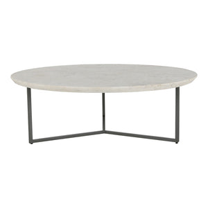 English Elm Chloe Round Marble Top Coffee Table with Open Iron Base for Modern Living Rooms B2769S00017