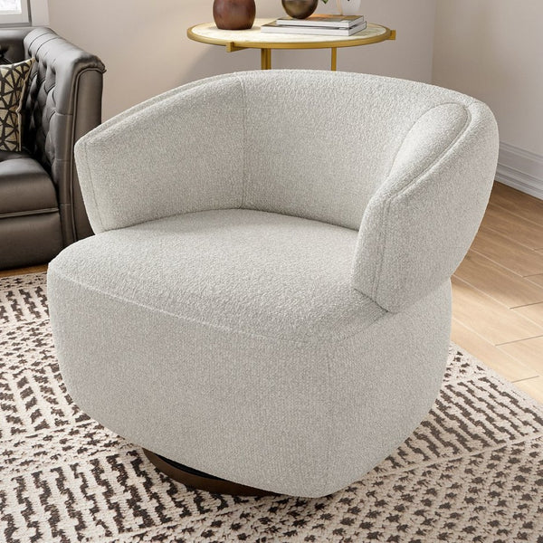 English Elm Wivel Oversized Swivel Barrel Accent Chair with 360 Degree Base for Living Room Beige B082P232937