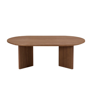 English Elm Length 39.37 Inch Modern Oval Coffee Table – Sleek MDF Pedestal Design, Space-Saving Durable Accent for Living Rooms and Apartments Walnut W2582P217993