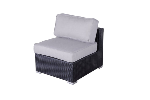 English Elm Minnesota Armless Outdoor Chairs Set - Modern Black Wicker With Plush Cushions For Stylish Comfort B120P233810