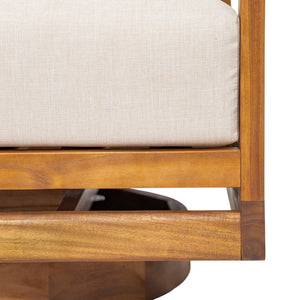 English Elm Christopher Knight Home® - Tanah 360° Outdoor Swivel Lounge Chair in Teak Finish with Plush Beige Cushions — Stylish Patio Comfort N775P361825T