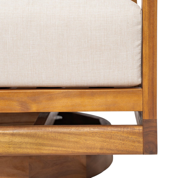 English Elm Christopher Knight Home® - Tanah 360° Outdoor Swivel Lounge Chair in Teak Finish with Plush Beige Cushions — Stylish Patio Comfort N775P361825T