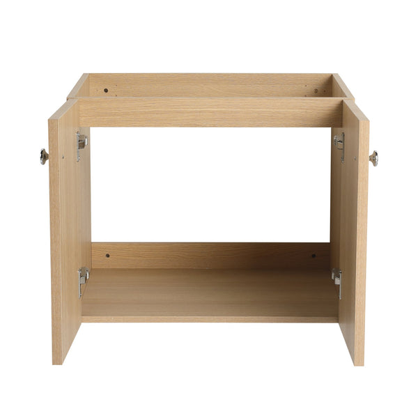 English Elm 24" Wall Vanity Cabinet Oak Finish, Wall-Mounted Floating Design, 2 Soft-Closing Doors, Plywood W1972P265272