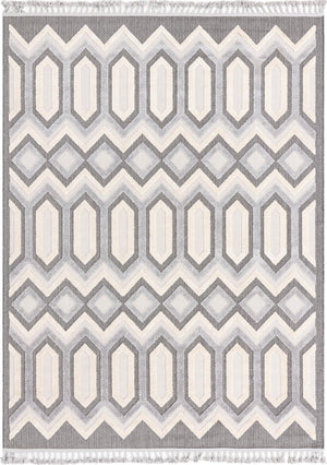Unique Loom Arlo JJ Machine Made Tribal Rug Charcoal, Ivory/Gray 7' 10" x 10' 0"