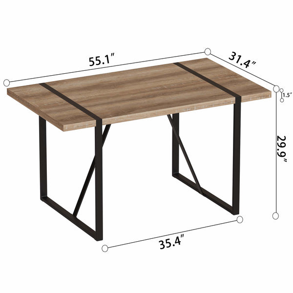 English Elm 55" Modern Mdf Wood Dining Table & 4 Saddle Leather Chairs Set - Eco-Friendly, Stylish & Durable! W2189S00712