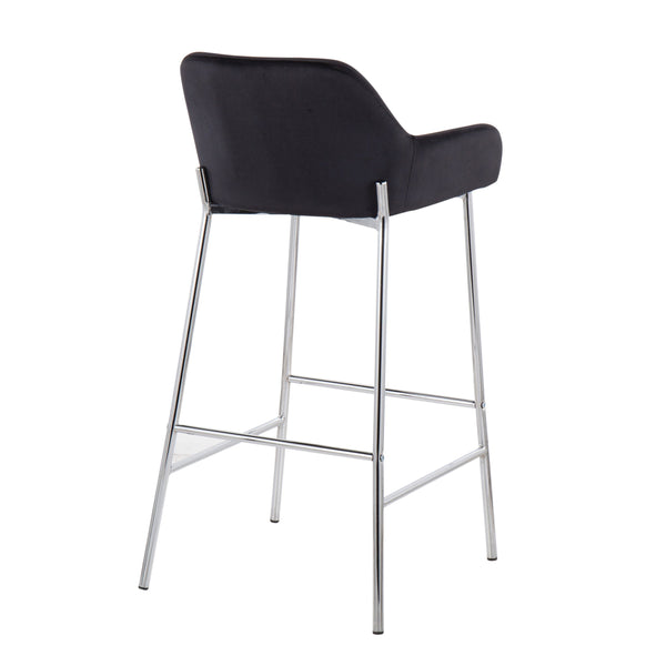 English Elm Daniella Set Of 2 Contemporary Bar Stools In Chrome And Black Velvet For Stylish Home Interiors B202S00545