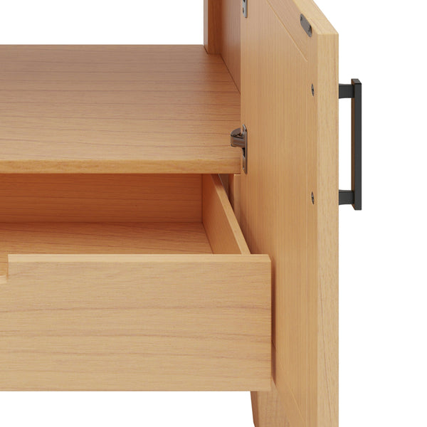 English Elm Christopher Knight Home® - 36" Rattan Bathroom Vanity with Ceramic Sink and Soft-Close Drawers, Handwoven Door Texture, Solid Wood Legs, Spacious Storage Elegance Natural N817P271077N