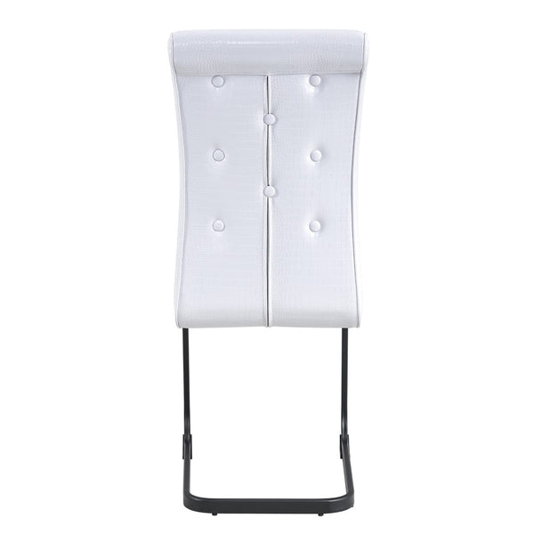 English Elm Luxury Pu Upholstered Dining Chair Set of 4 with Channel Stitching and Metal Legs White W1512P491878