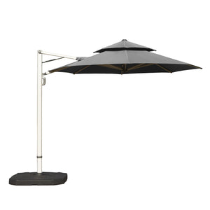 English Elm Round Cantilever Umbrella with Center Pole - 9-Rib Reinforced Aluminum Frame, 360° Pedal Rotate, Hydraulic Opening and 5-Position Tilt Adjustment for Superior Sun Protection Gray W1859P337919
