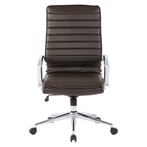OSP Home Furnishings High Back Executive Office Chair Faux Leather Ergonomic Seat with Chrome Arms and Lumbar Support High SPX23590C-U1