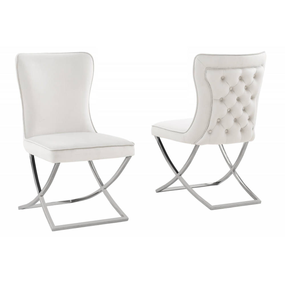 English Elm Modern Tufted Velvet Dining Chairs Glam Button Back Chrome Legs Set of Two B011P446648