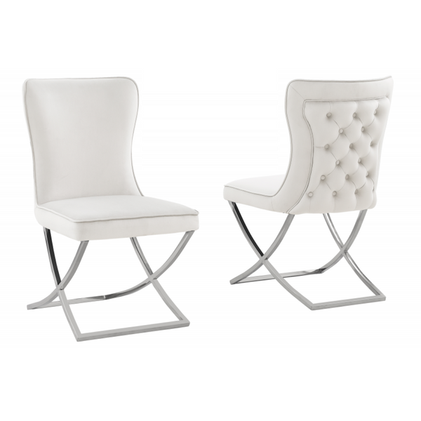 English Elm Modern Tufted Velvet Dining Chairs Glam Button Back Chrome Legs Set of Two B011P446648