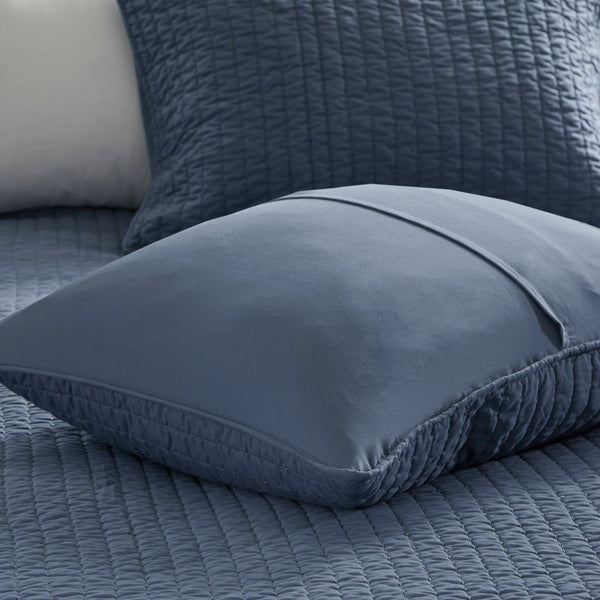 JLA Home Madison Park - 2 Reversible Quilt Set with Pick-Stitch Channel Quilting, Soft Brushed Microfiber & Antimicrobial Finish Navy MP13-3457