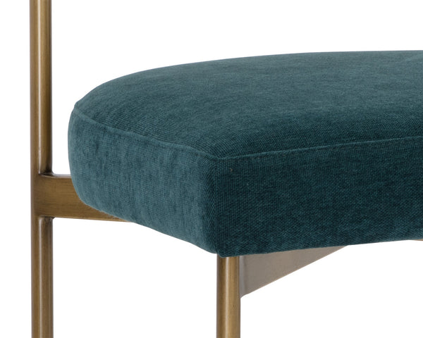 Sunpan Seneca Dining Chair Set of 2 - Modern Open Back Design with Stylish Steel Frame for Contemporary Homes Antique Brass / Danny Teal